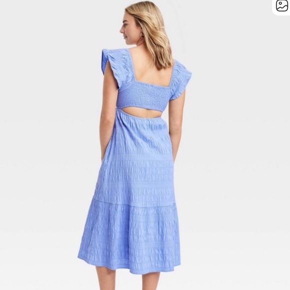 Universal Thread Flutter Short Sleeve Midi A-Line Dress - Blue - Picture 3 of 3